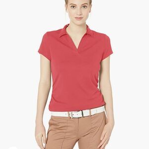 PGA Tour Airflux Short Sleeve T-shirt/Golf Shirt Ventilated Mesh Orange Medium